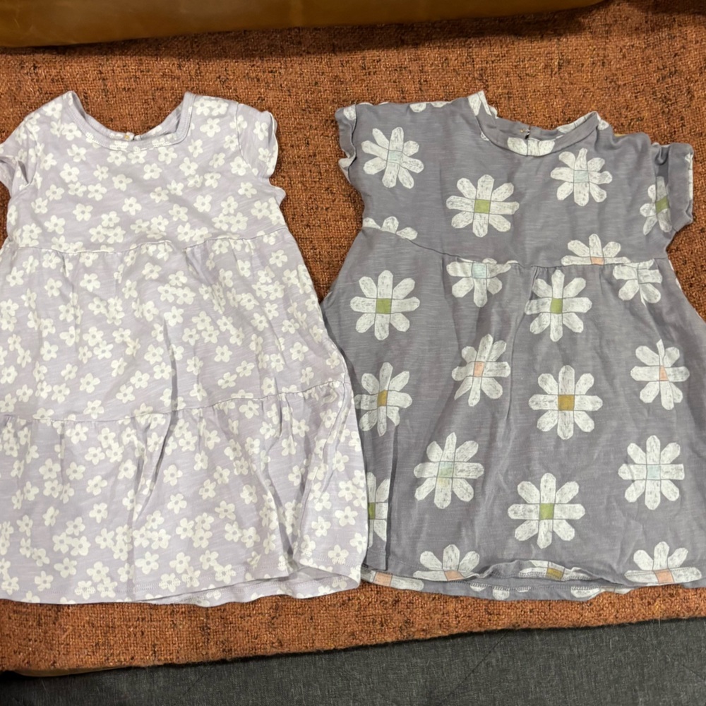 Little Co. Floral Kids Dresses Set 2T - Lavender and Gray